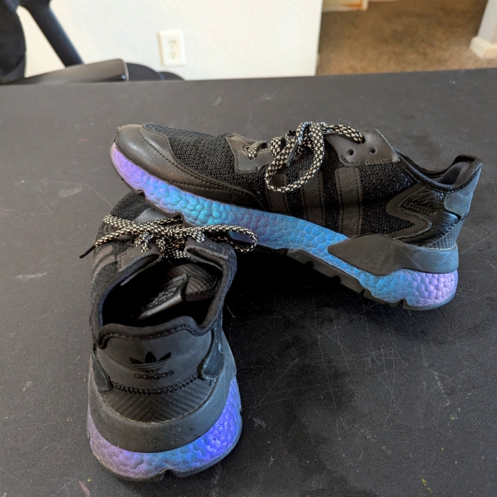 Adidas Black And Iridescent Shift Sneakers
